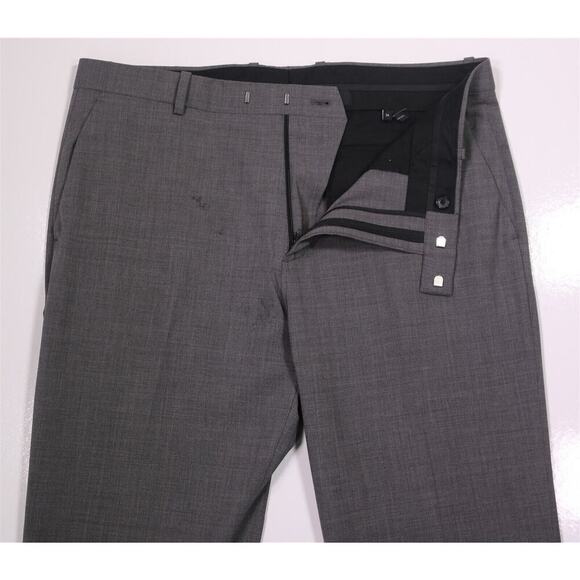 Theory Men's Solid Gray Wool Stretch Flat Front Dress Pants Trousers 36x31 - Picture 5 of 7